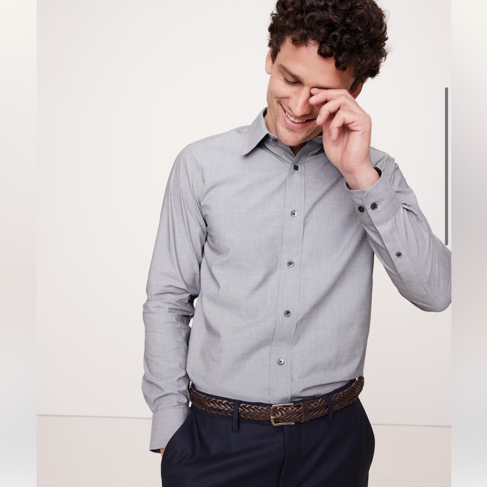 NWTS Banana Republic slim stretch light grey dress shirt M